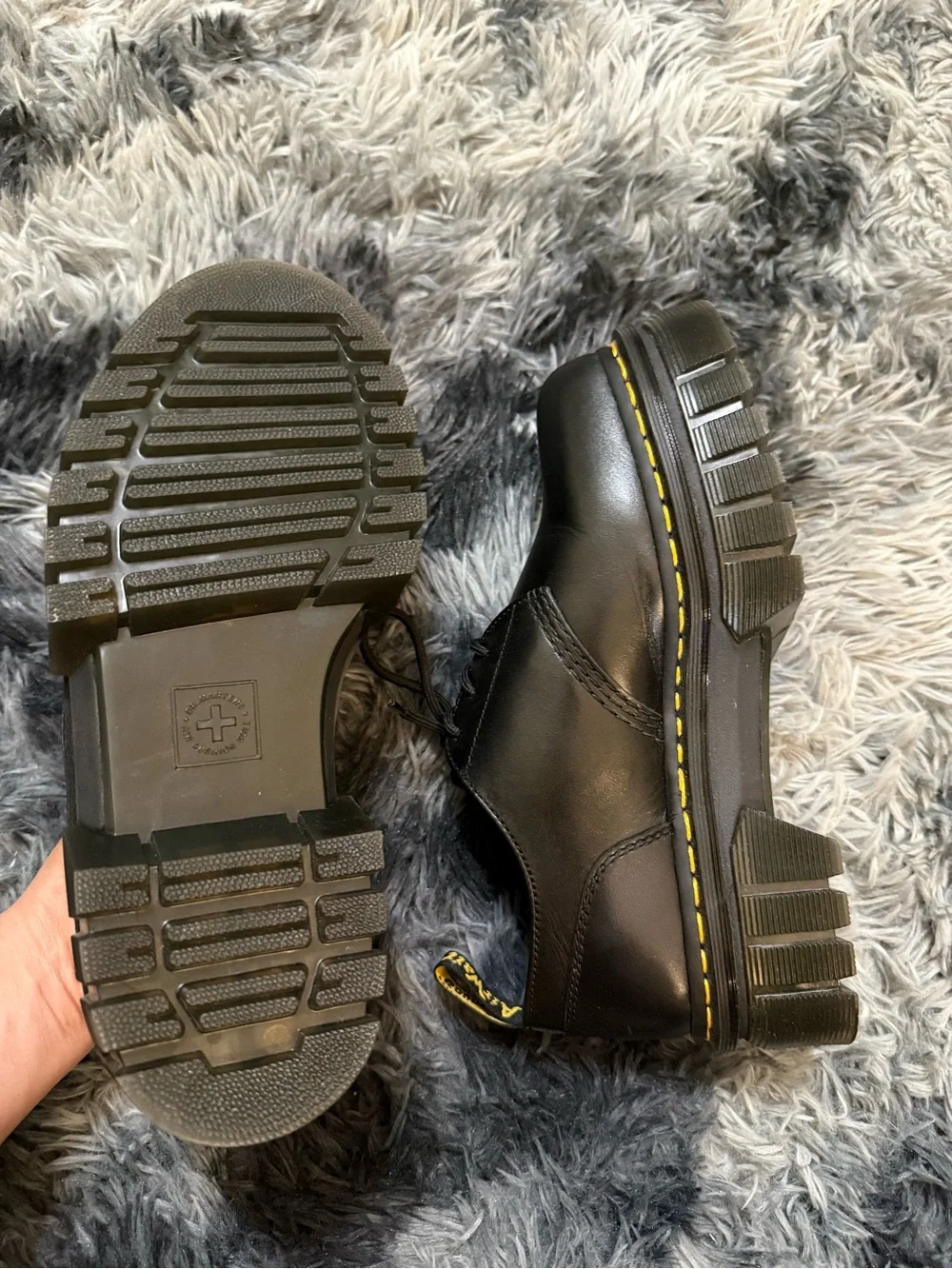 Dr. Martens Women’s Black Leather Platform Shoes 9